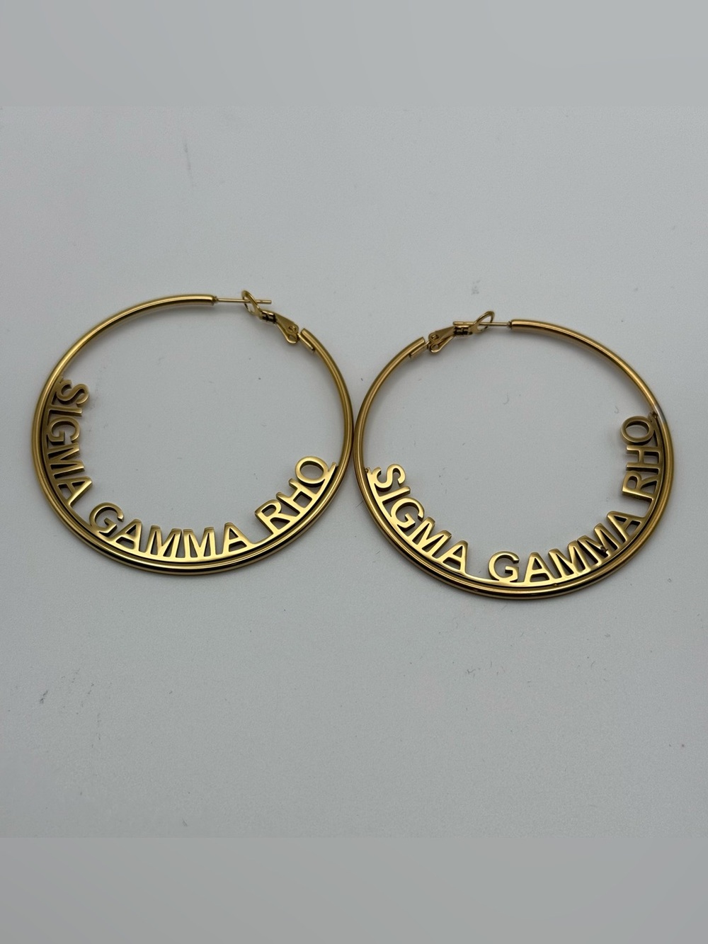 Sigma Gamma Rho “SGRhos” Gold Hoop Earrings (2.5")